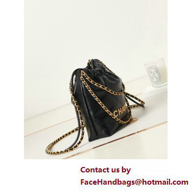 Chanel Shiny Calfskin  &  Gold-Tone Metal CHANEL 22 Mini Handbag AS3980 Black